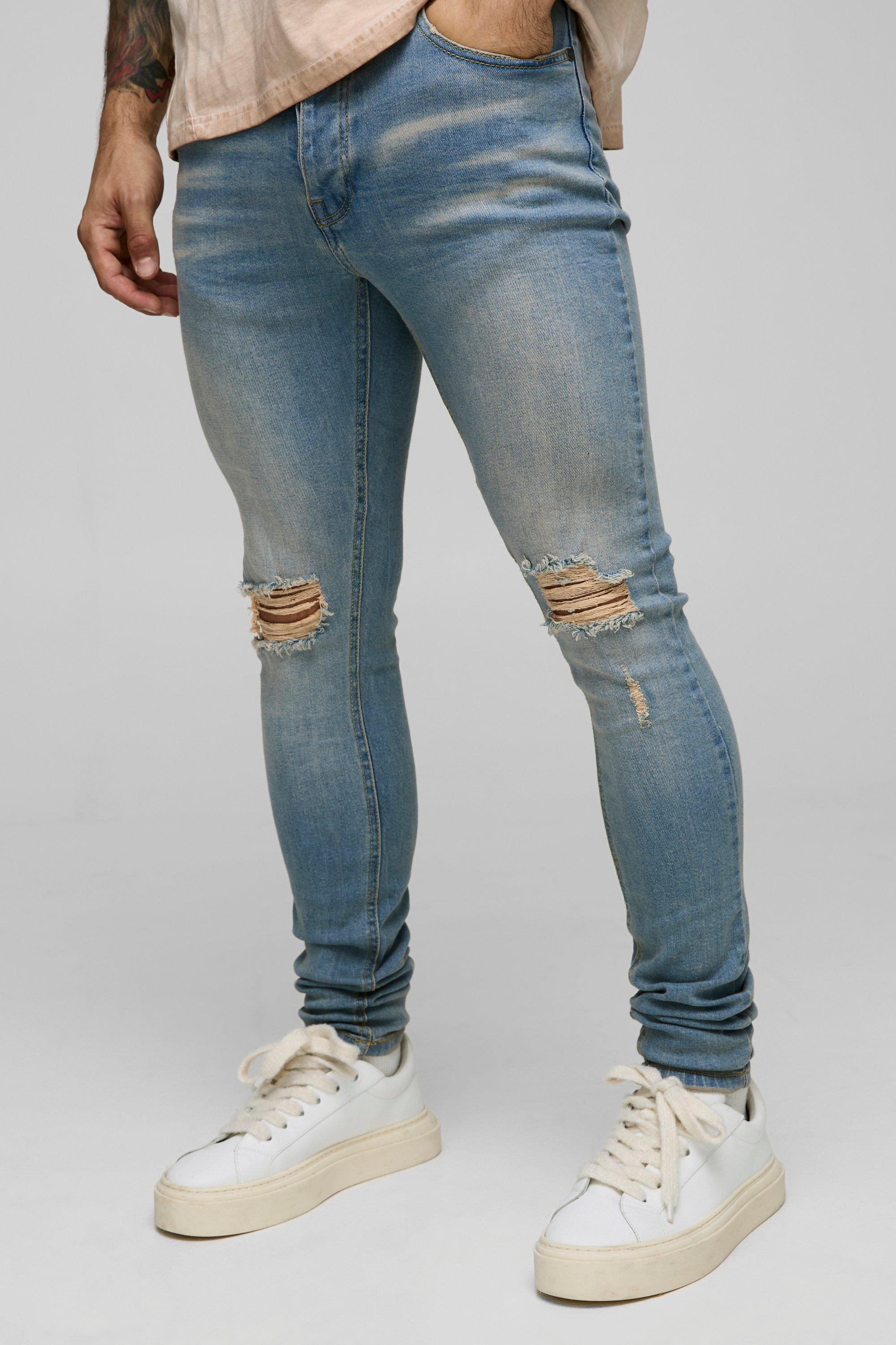 Super Skinny Washed Ripped Knee Jeans